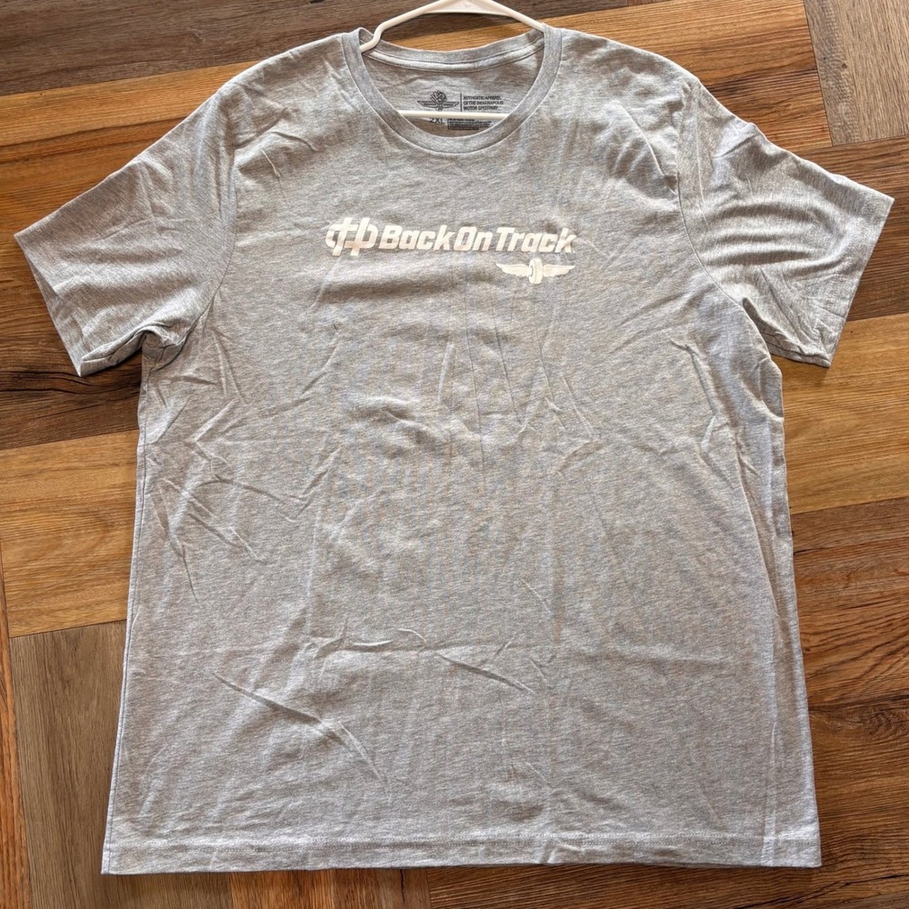 Indianapolis Motor Speedway Back On Track Graphic T-Shirt Mens 2XL Gray Racing